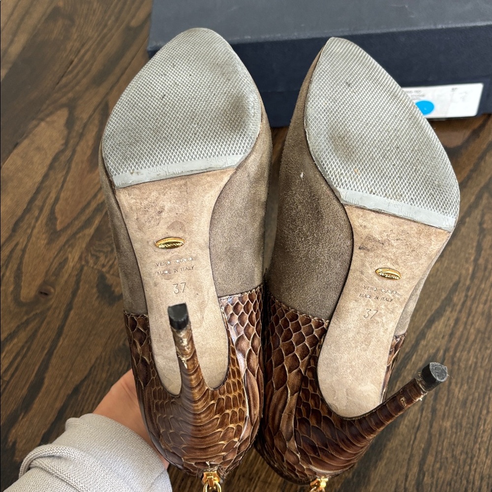 Sergio Rossi Suede and Python ankle boots, size 37 - Picture 9 of 11
